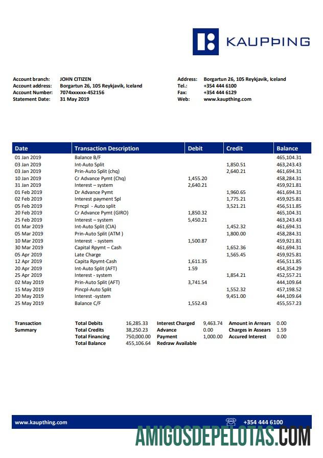 Iceland Kaupthing Bank amostra